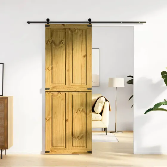 vidaXL Ladedør CORONA 70 x 210 cm i massivt fyrretræ - Honningbrun