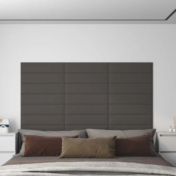 vidaXL Væghovedgærde 12 stk. 60 x 15 cm - Mørkegrå Stof