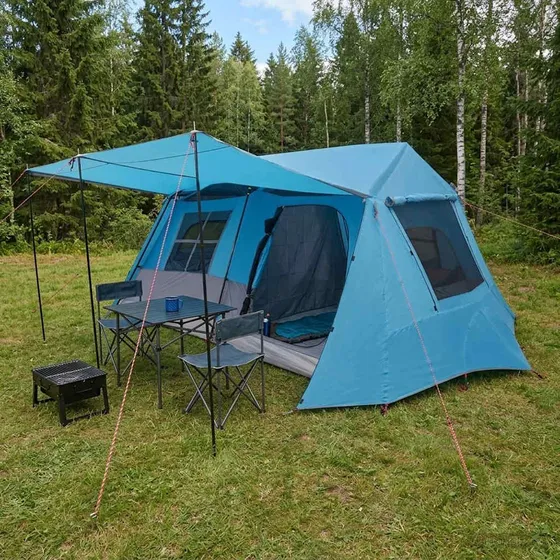vidaXL Tunneltelt Blå 400 x 278 x 182 cm - 6 personer