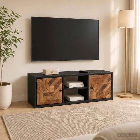 vidaXL TV-skab i genbrugstræ med hylde og døre, 105 x 30 x 35 cm