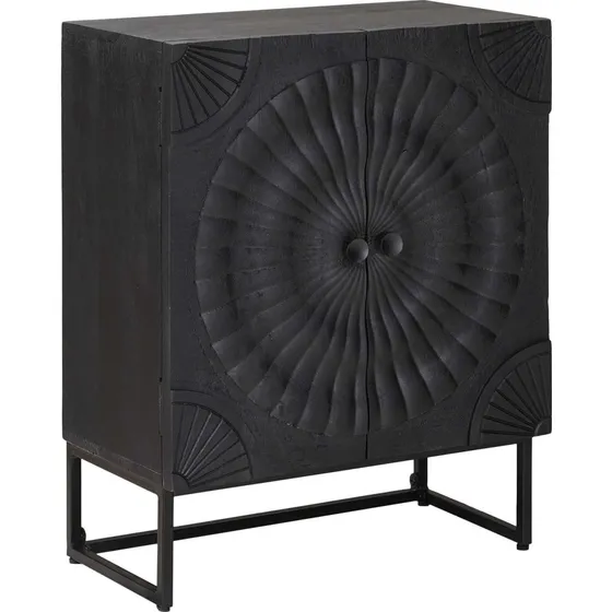 vidaXL Sideboard Sort i Massivt Mangotræ, 55 x 30 x 70 cm