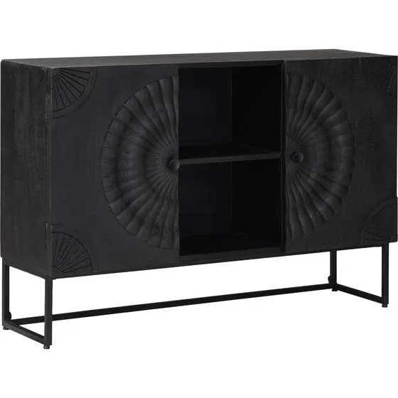 vidaXL Sideboard Sort i massivt mangotræ, 105 x 30 x 70 cm