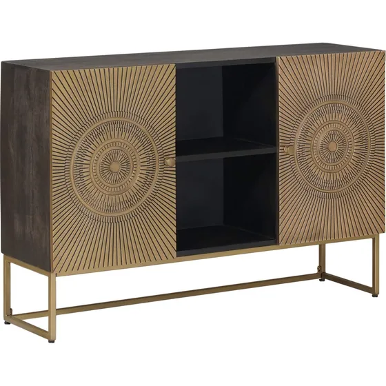 vidaXL Sideboard Messing 105 x 30 x 70 cm i massivt mangotræ