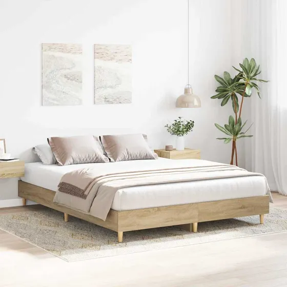 vidaXL Sengestel Sonoma 152 x 203 cm - Konstrueret træ