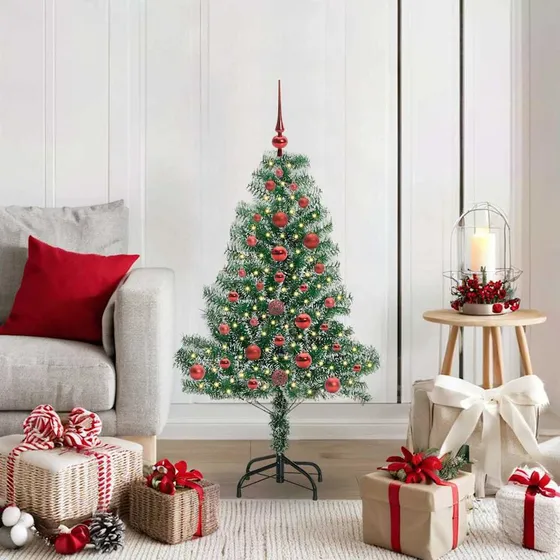 vidaXL Kunstigt Juletræ med LED-lys og sne, 120 cm