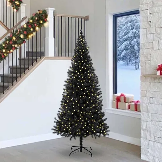 vidaXL Juletræ Sort 240 cm med LED-lys