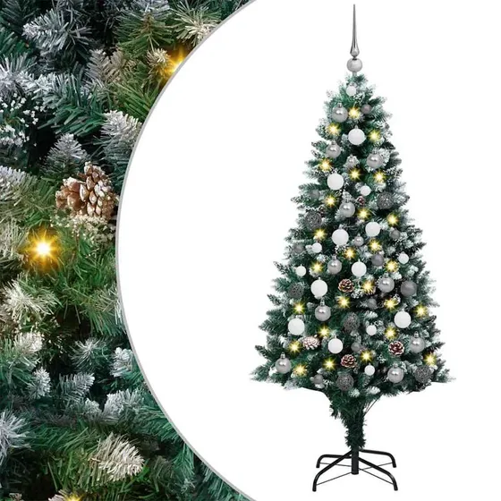 vidaXL Kunstigt juletræ med LED og pynt, Grøn, 180 cm