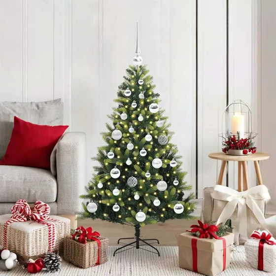 vidaXL Kunstigt juletræ 120 cm med 150 LED-lys, Grøn