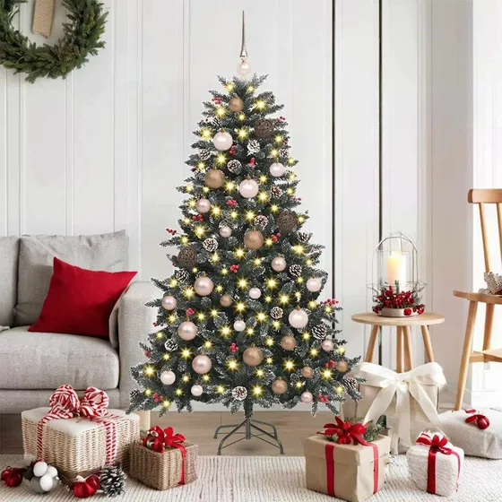vidaXL Kunstigt Juletræ 150 cm Grøn med LED-lys