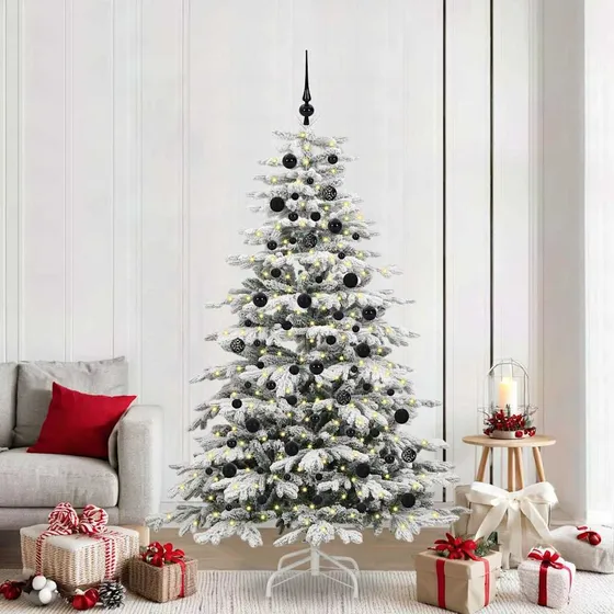 vidaXL Kunstigt Hvidt Juletræ 210 cm med LED og Kugler