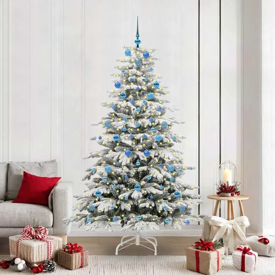 vidaXL Kunstigt Hvidt Juletræ 210 cm - Kegleformet PE & PVC