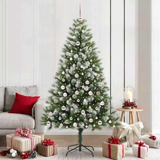 vidaXL Kunstigt Juletræ med Flocket Sne, 300 LED, 210 cm