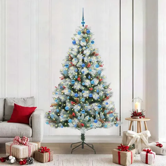 vidaXL Kunstigt juletræ Grøn/Hvid 210 cm