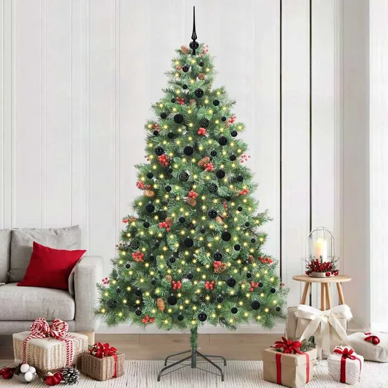 vidaXL Kunstigt juletræ 240 cm med 300 varm hvide LED-lys