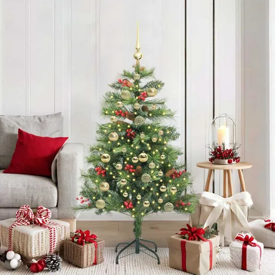 vidaXL Kunstigt juletræ 150 cm med 150 LED og julekugler