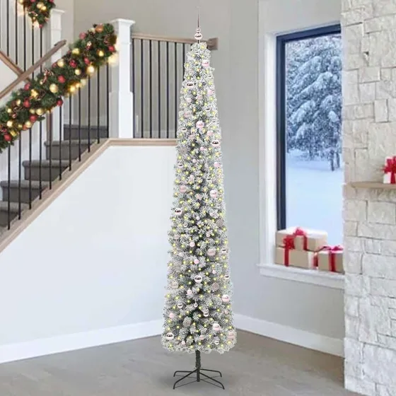 vidaXL Kunstigt juletræ med LED og stativ, Grøn, 270 cm