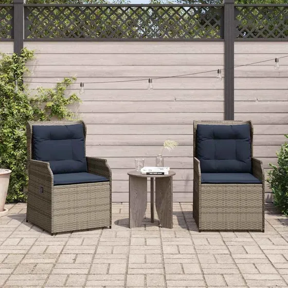 vidaXL Havebænk 2 stk. Grå Polyrattan
