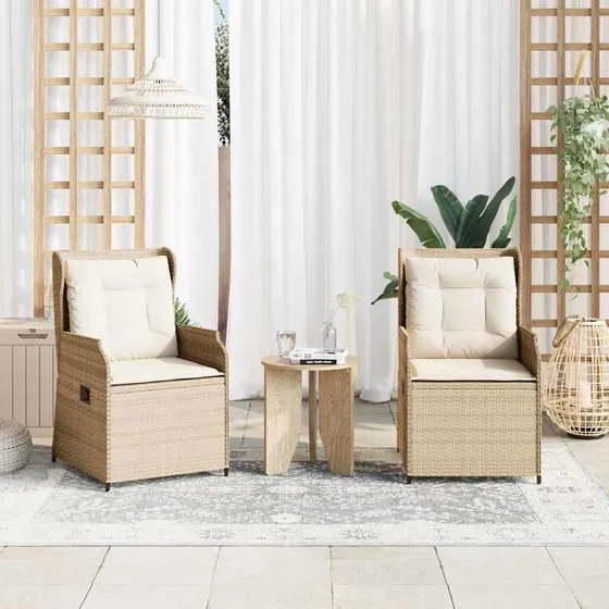 vidaXL Havebænk 2 stk. Beige polyrattan