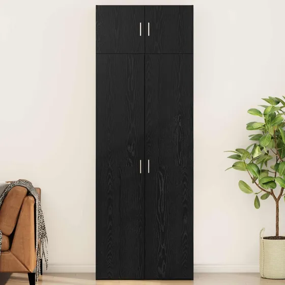 vidaXL Opbevaringsskab 3 stk. Sort eg 80 x 42,5 x 225 cm