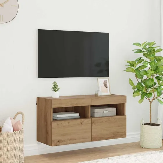 vidaXL TV vægskab 80x30x40 cm i Artisan egetræ med LED