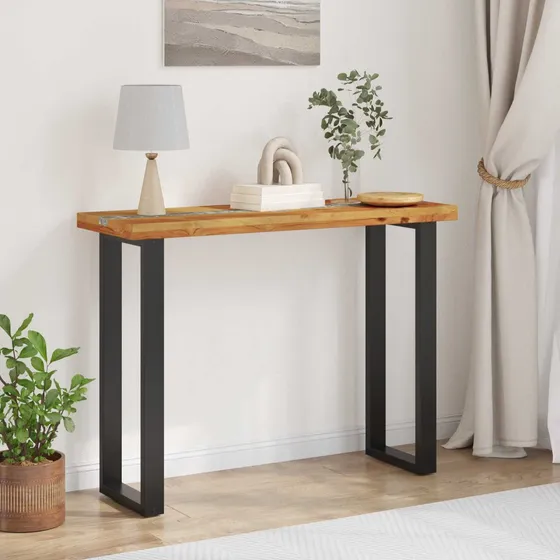 vidaXL Konsolbord i massivt teaktræ, Brun, 100 x 35 x 75 cm