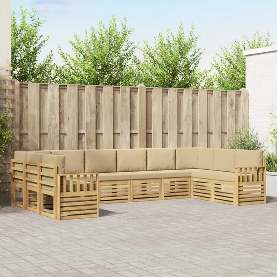 vidaXL Udendørs sofagruppe 7 stk. i akacietræ, hvid og beige