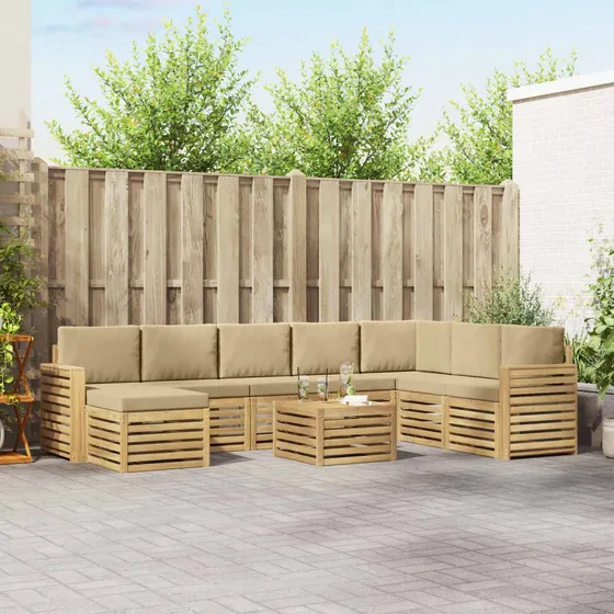vidaXL Udendørs sofagruppe 9 stk. - Hvid og Beige