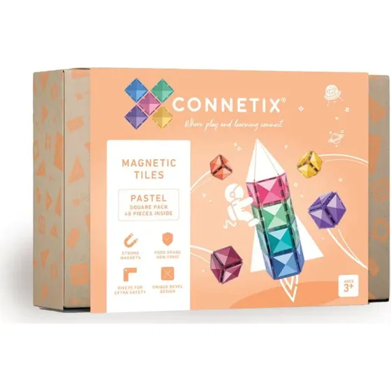 Connetix Square Pack 40 dele – Pastel magnetsæt