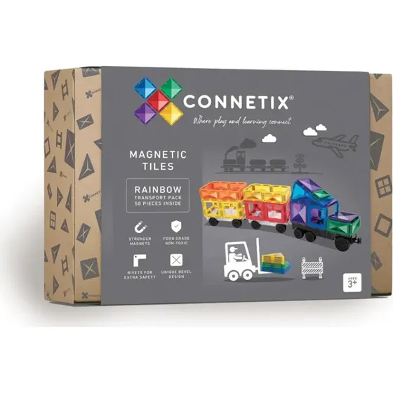 Connetix Transport Pack - 50 dele magnetisk sæt (regnbue)