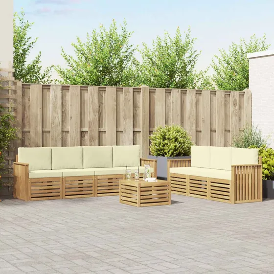 vidaXL Sofasæt 8 stk. i akacietræ - Hvid/Creme