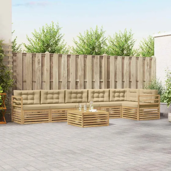 vidaXL Udendørs sofagruppe 7 stk. i Akacietræ - Hvid og Beige