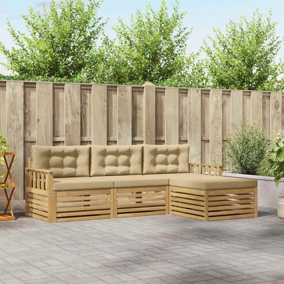 vidaXL Udendørs sofagruppe 4 stk. i akacietræ, hvid/beige