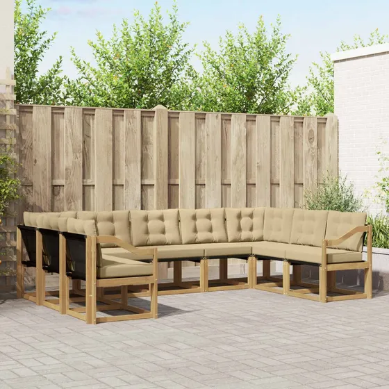 vidaXL Udendørs sofagruppe 9 stk. - Hvid og Beige