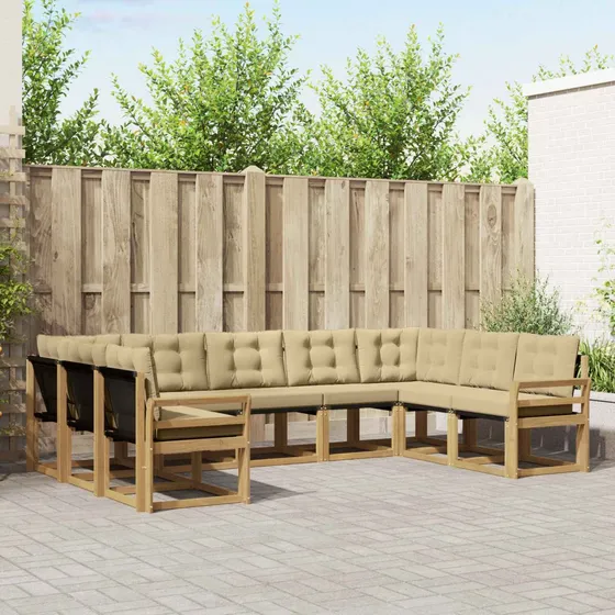 vidaXL Udendørs sofagruppe 9 stk. Hvid og Beige