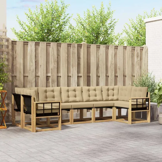 vidaXL Udendørs sofagruppe 7 stk. Hvid og Beige