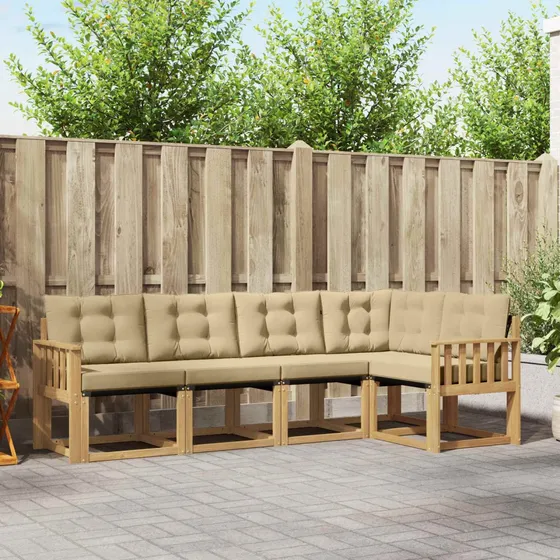 vidaXL Udendørs sofagruppe 5 stk. Hvid og Beige