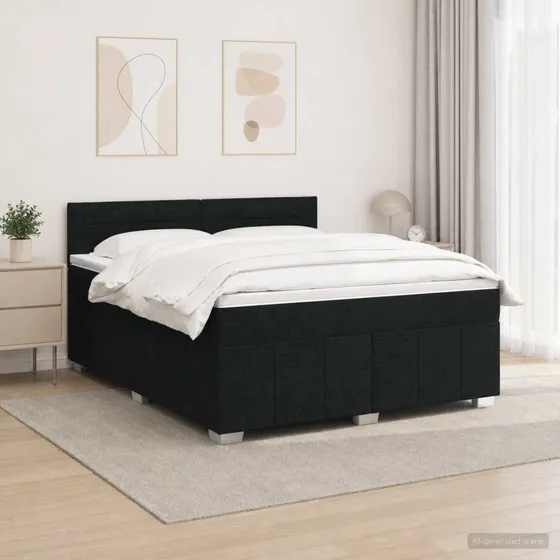 vidaXL LED Boxspringseng med madras, Sort, 160 x 200 cm