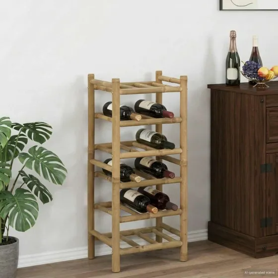vidaXL Vinfad Vinreol i Naturfarvet Bambus - 32,5 x 29,5 x 72 cm