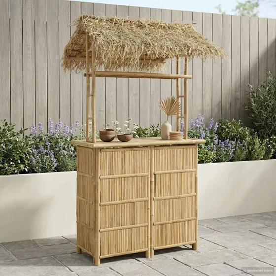 vidaXL Udendørs barbord i bambus, naturfarvet 115 x 95 x 215 cm