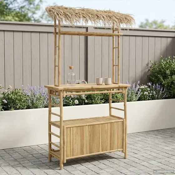 vidaXL Udendørs barbord i bambus, naturfarvet 110 x 50 x 209 cm