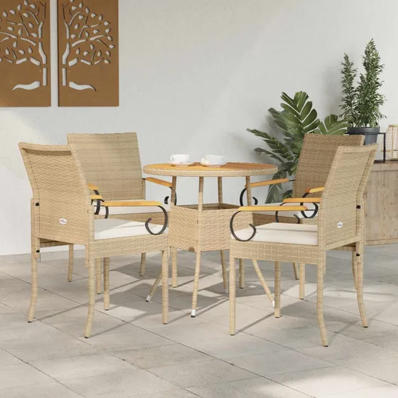 vidaXL Havestole 4 stk. Beige/Cremehvid Polyrattan & Akacietræ