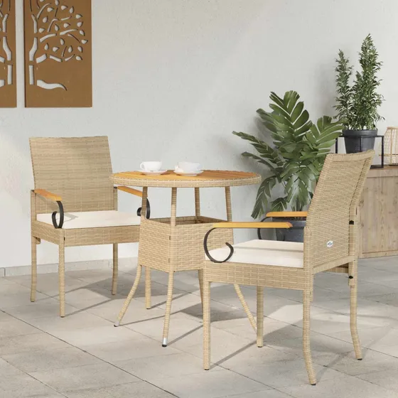 vidaXL Havestole 2 stk. Beige/Cremehvid i Polyrattan og Akacietræ
