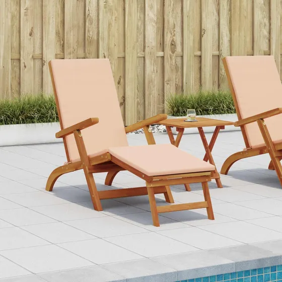 vidaXL Reclinerende solsenge 2 stk. i massivt akacietræ, beige