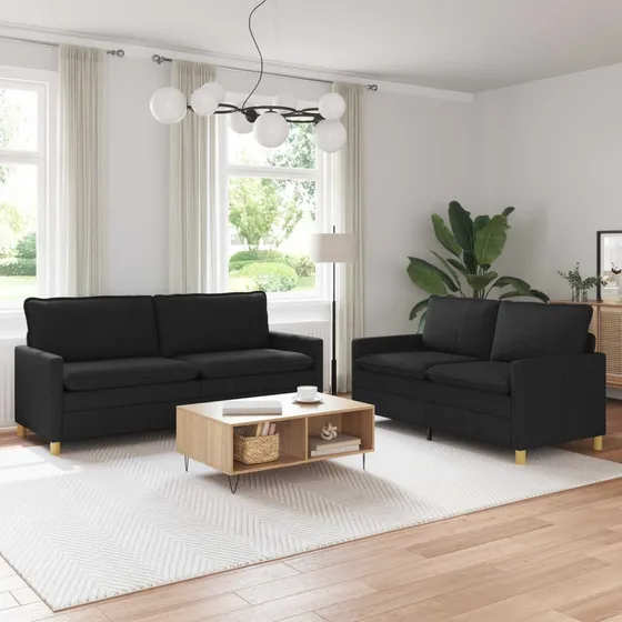 vidaXL Sofasæt 2 stk. i sort stof