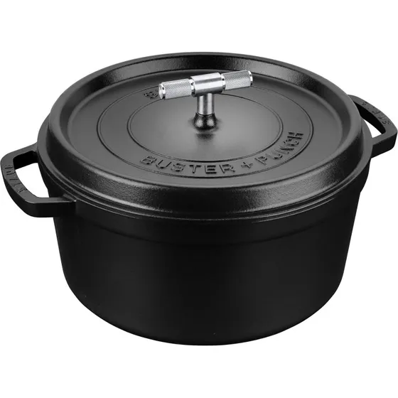 Staub x Buster+Punch kokotte 28 cm, sort (6,75 L)