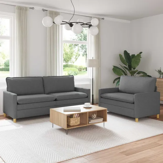 vidaXL Sofasæt 2 stk. 5-personers i mørkegråt stof