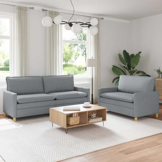 vidaXL Sofasæt 2 stk. i lysegrå stof
