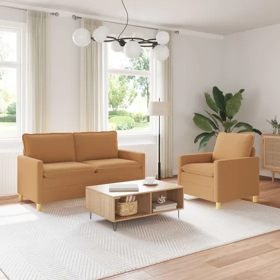 vidaXL Sofa Sæt 2 stk. Beige Stof