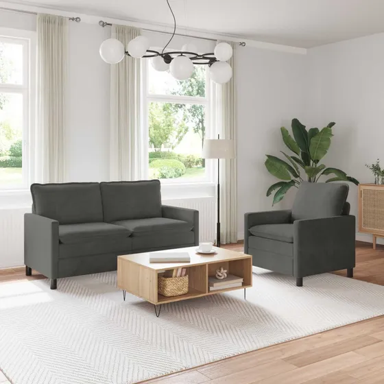 vidaXL Sofasæt 2 stk. i mørkegråt corduroy-stof
