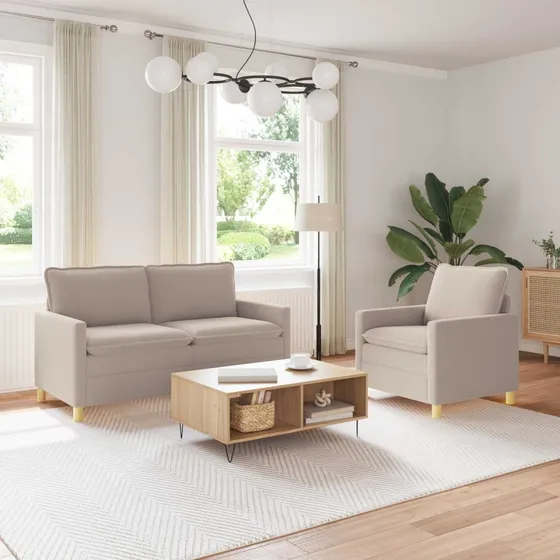 vidaXL Sofasæt 2 stk. i lysegråt stof